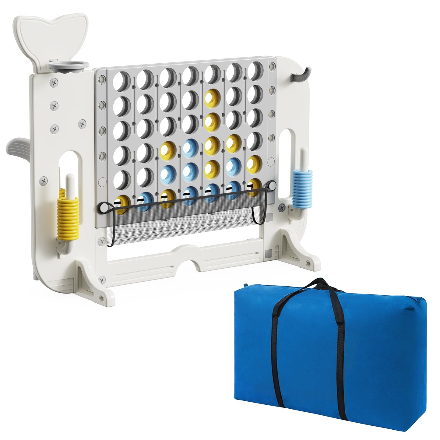 Connect 4 Jumbo Yard Game, SHINPT Giant Connect 4 Game, Outdoor Kids Game with Jumbo Connect 4, Basketball Hoop, Ring Toss, Golf Games, Outdoor Games for Kids and Adults with Height Adjustable