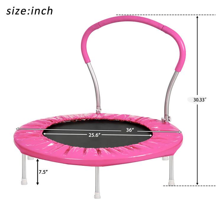36" Mini Trampoline for Kids with Handle, SHINPT Toddler Trampoline Indoor, Small Trampoline for Kids, Baby Trampoline for Backyard, Garden, Lawn, Basement, Recreational Trampoline for Birthday Gift