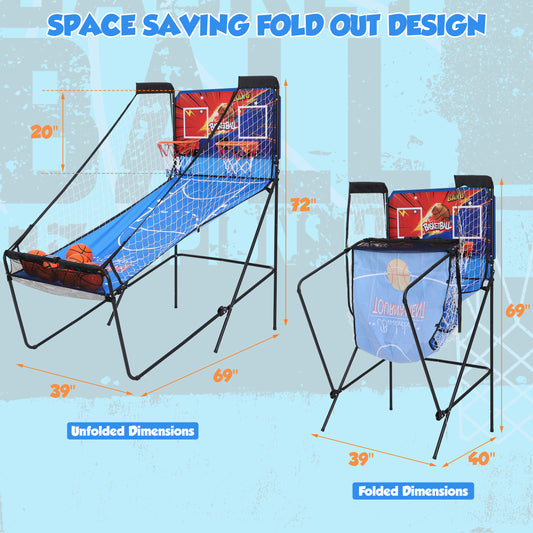 Arcade Basketball Game Indoor, SHINPT Indoor Basketball Hoop for Adults and Kids, Basketball Arcade Game with Steel Frame and Backboard, Arcade Game for Home with 6 Basketballs for Basement, Gameroom