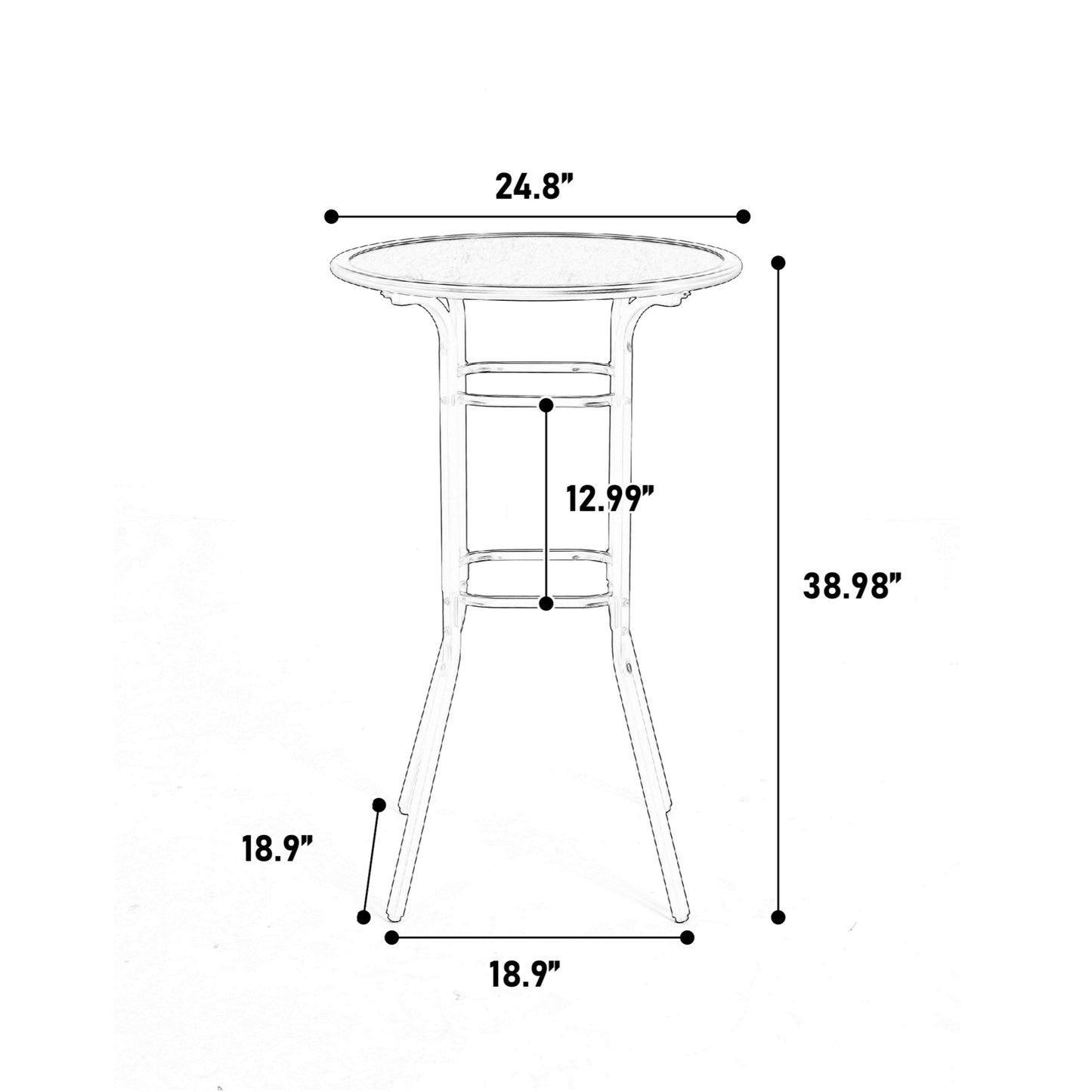 3 Pieces Outdoor High Top Table and Chairs, SHINPT Patio Bar Set of 3, Bistro Set Outdoor with 2 Swivel Bar Chairs and 1 Round Bar Table, Outdoor Bar Set for Backyard, Garden, Balcony, Pool, Yard