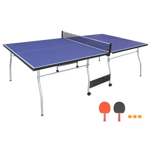 SHINPT Outdoor Ping Pong Table, 8ft Table Tennis Table for Family, Portable Ping Pong Table Set, Foldable Game Table with Net and 2 Ping Pong Paddles, Indoor & Outdoor Ping Pong Machine