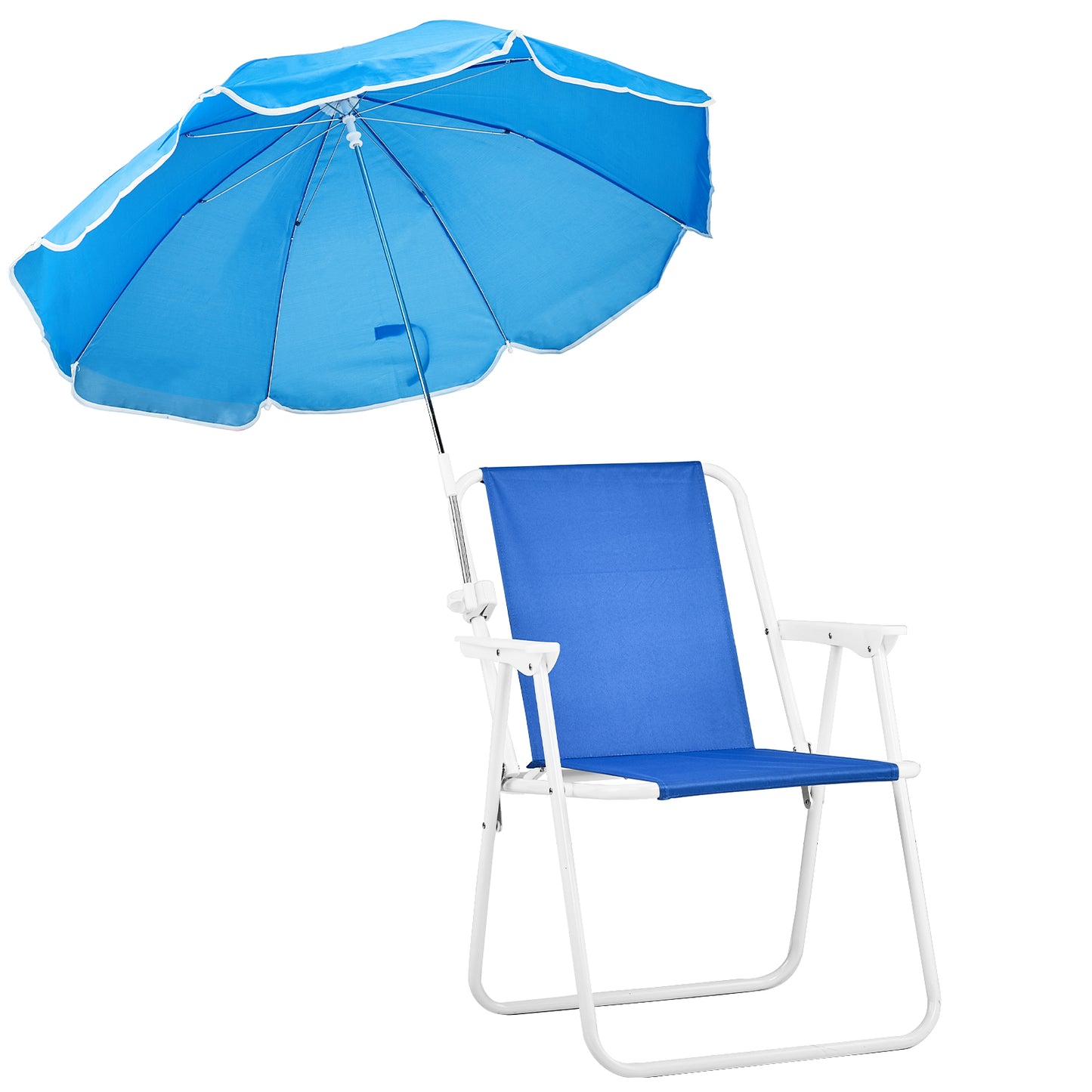 SHINPT Folding Beach Chair with Umbrella for Adults, Lightweight Porable Camping Chair with 265 lbs Capacity for Travel Picnic Concert & Outdoor Activities, Blue