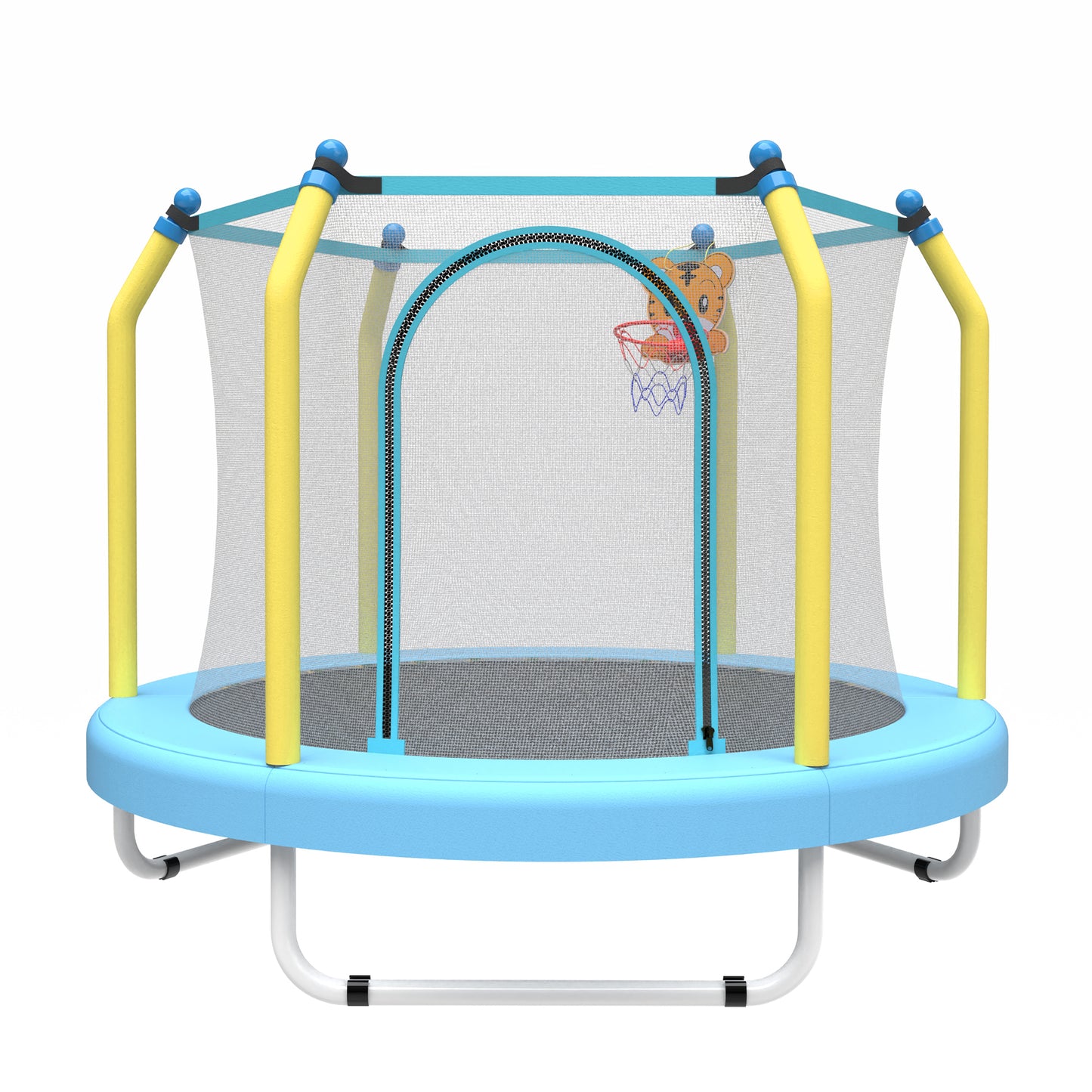 SHINPT 55" Kids Trampoline With Basketball Hoop – Indoor/Outdoor Toddler Trampoline Featuring Safety Handle, Durable PP Mat, And Adjustable Basketball Hoop For Backyard, Patio, Garden