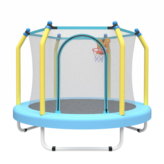 SHINPT 55" Kids Trampoline With Basketball Hoop – Indoor/Outdoor Toddler Trampoline Featuring Safety Handle, Durable PP Mat, And Adjustable Basketball Hoop For Backyard, Patio, Garden