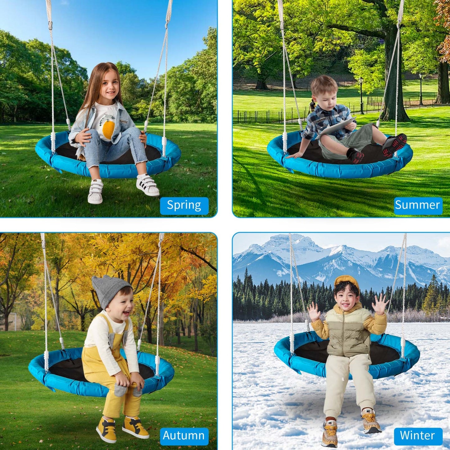 Saucer Swing Set for Kids Outdoor, SHINPT 400lbs Swing Set with Heavy Duty Metal Swing Stand, 40" Toddler Swing for Playground, Backyard, Outdoor Kids Play Equipment with Rust-Resistant Material
