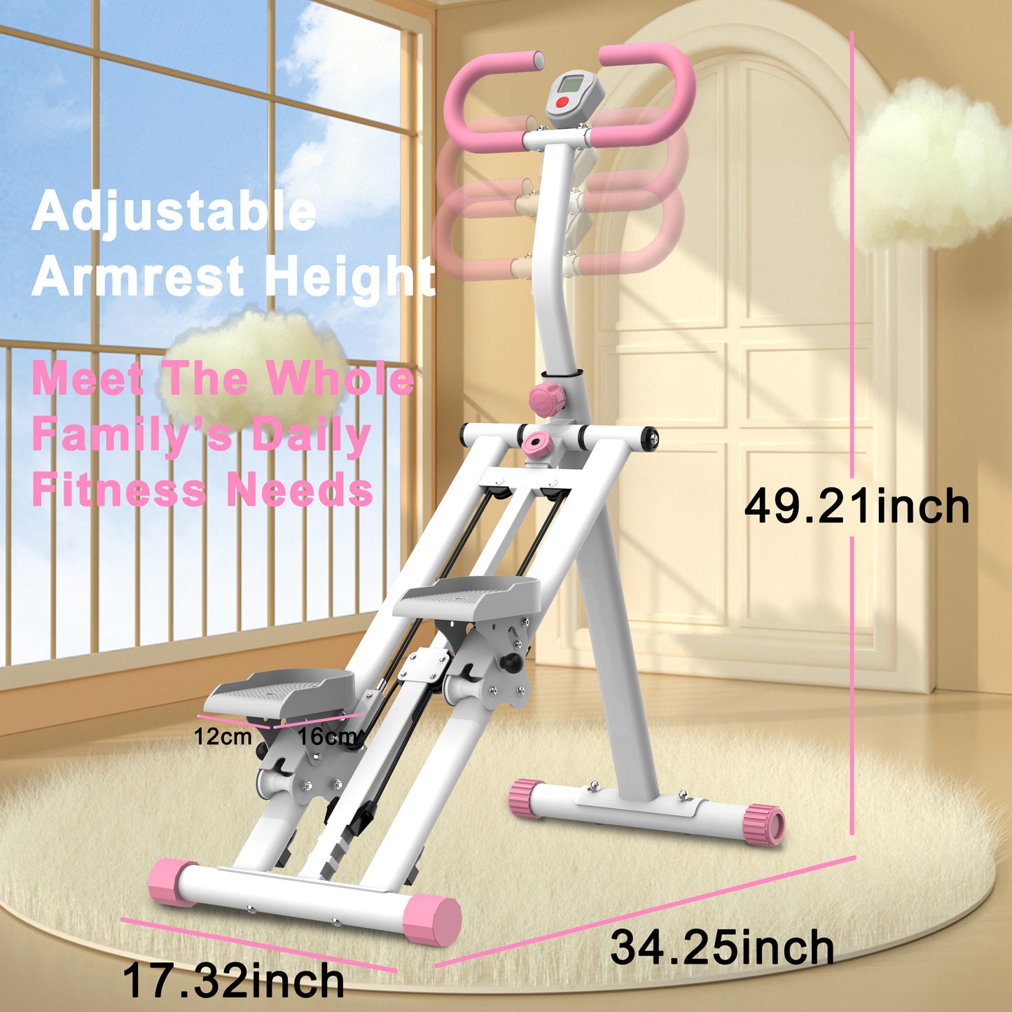 Stair Stepper with Resistance, SHINPT Workout Stepper for Home with Adjustable Handlebar, Stair Stepper Machine for Full-Body Exercise, Home Vertical Climber Workout Machine, Fitness Equipment