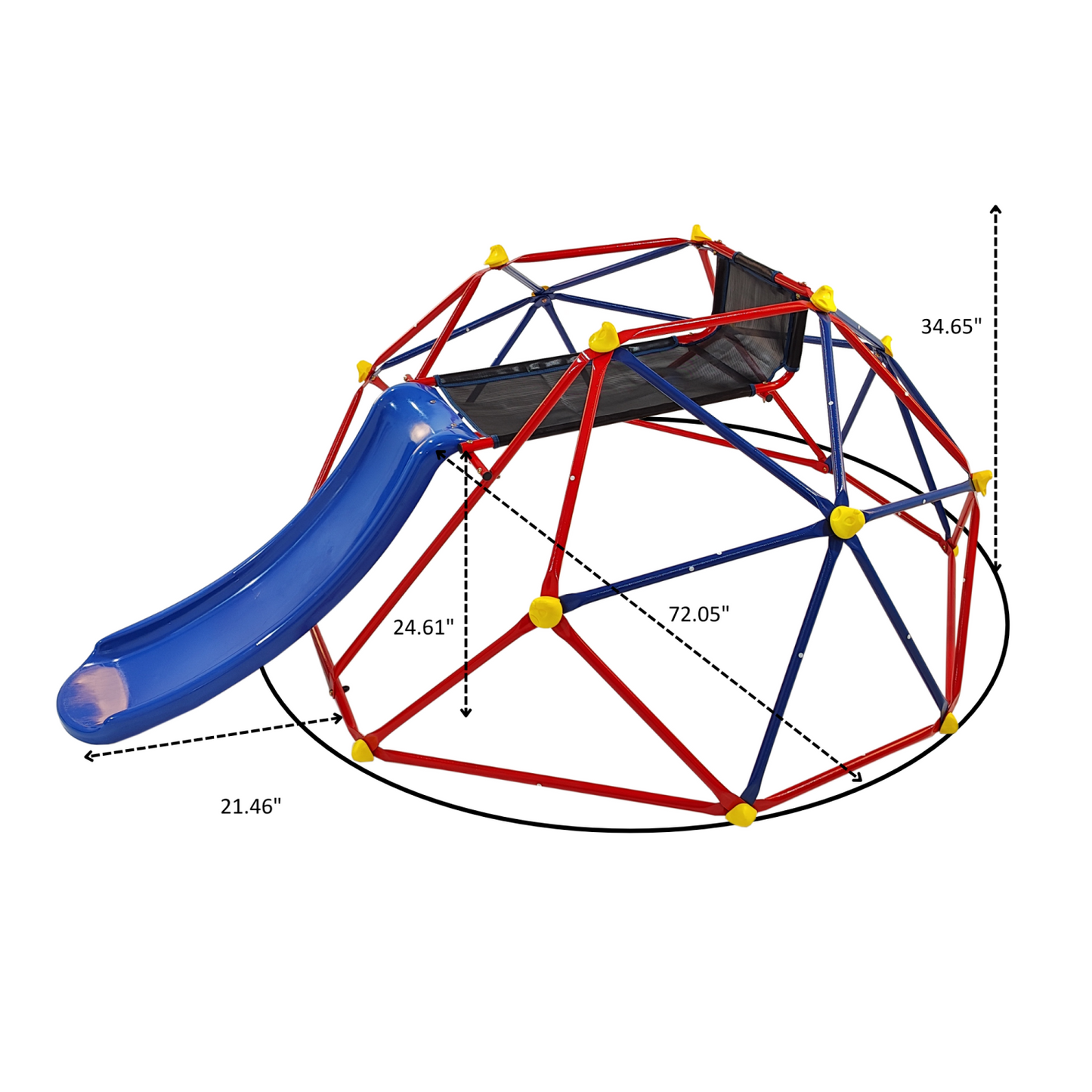 10 ft Climbing Dome for Kids Ages 3-8, Kids Outdoor Jungle Gym Geometric Dome Climber with Slide, Indoor Outdoor Play Equipment for Backyard, Playground, Supports 330LBS, Easy Assembly