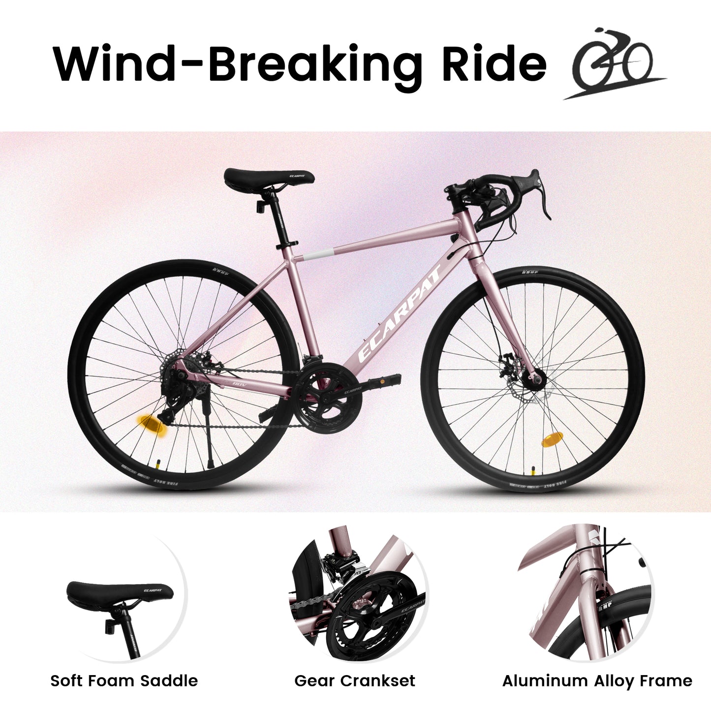 700C Road Bike, Light Weight Aluminum Frame, 16-Speed Outdoor Bike Disc Brakes, Racing Bike for Men and Women, Ideal for High-Intensity Riding
