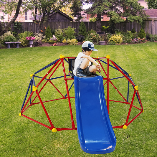 10 ft Climbing Dome for Kids Ages 3-8, Kids Outdoor Jungle Gym Geometric Dome Climber with Slide, Indoor Outdoor Play Equipment for Backyard, Playground, Supports 330LBS, Easy Assembly