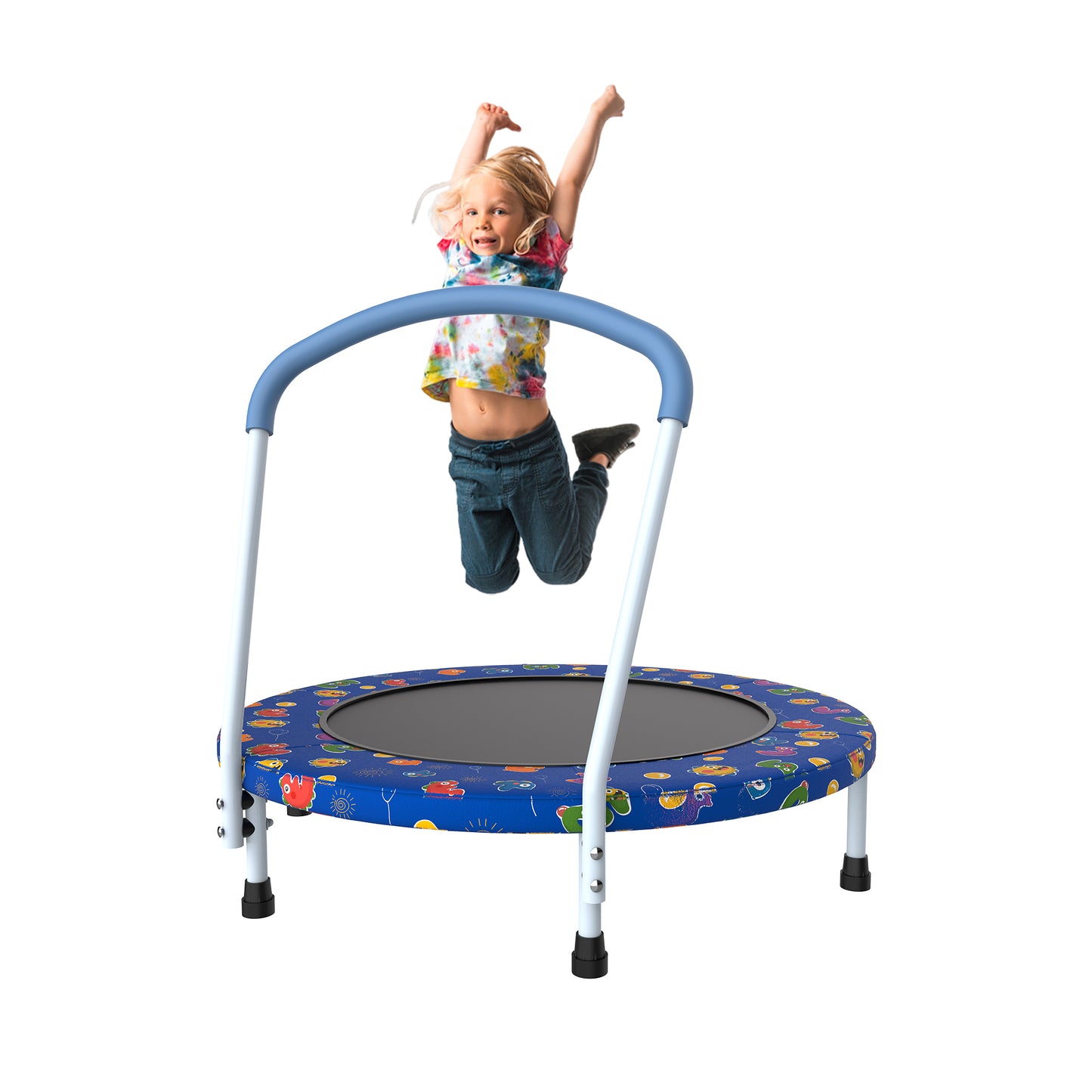 36" Mini Trampoline for Kids Ages 1-6, Toddler Trampoline with Foam Handle for Indoor & Outdoor, SHINPT Rebounder Kids Trampoline for Backyard, Patio, Garden, Safe & Fun Birthday Gift for Boys&Girls