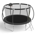 SHINPT 10FT Trampoline for Kids with Safety Enclosure Net, Basketball Hoop and Ladder, Easy Assembly Round Outdoor Recreational Trampoline,Green