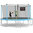 SHINPT 14ft Trampoline for Kids, Outdoor Trampoline with Net, Big Trampoline with Basketball Hoop and Ladder, Heavy Duty Trampoline Meets ASTM Standard, Backyard Trampolines for Adult