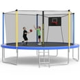 SHINPT 14ft Trampoline for Kids, Outdoor Trampoline with Net, Big Trampoline with Basketball Hoop and Ladder, Heavy Duty Trampoline Meets ASTM Standard, Backyard Trampolines for Adult