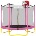 SHINPT 65" trampoline for kids, 5.5ft Toddler Trampoline with Basketball Hoop, Small Trampoline with Net, Mini Trampoline with 3 U-Shaped Legs, Kid Trampoline Indoor & Outdoor