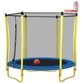 SHINPT 65" trampoline for kids, 5.5ft Toddler Trampoline with Basketball Hoop, Small Trampoline with Net, Mini Trampoline with 3 U-Shaped Legs, Kid Trampoline Indoor & Outdoor