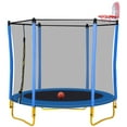 SHINPT 65" trampoline for kids, 5.5ft Toddler Trampoline with Basketball Hoop, Small Trampoline with Net, Mini Trampoline with 3 U-Shaped Legs, Kid Trampoline Indoor & Outdoor