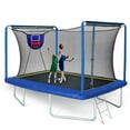BTMWAY 8 ×12 ft Rectangle Trampoline for Kids and Adult, Rectangular trampoline with 2 Basketball Hoops, Outdoor Big Trampoline with 360 Degree Safety Net, Square Trampoline with 4 W-Legs