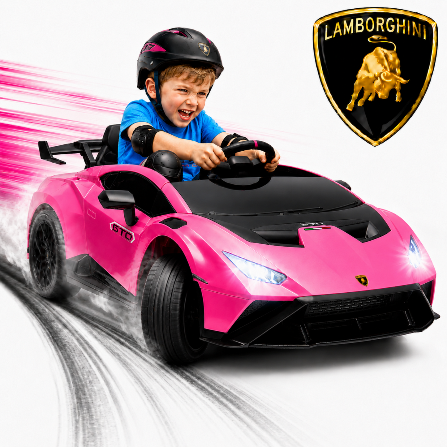 24V Ride on Toys for Big Kids, Licensed Lamborghini 2 Seater Ride on Cars with Remote Control, SHINPT Electric Vehicle Toy Ride On Car with Bluetooth, 360° Spin, LED Lights, 5.59 MPH Max Speed