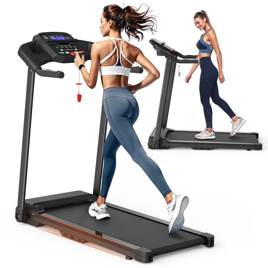 SHINPT Foldable Treadmill 2.5HP Electric Folding Treadmill Running Walking Machine with Low Noise for Home Gym, LCD Screen with Handle Bar, Max 265 LBS Weight Capacity