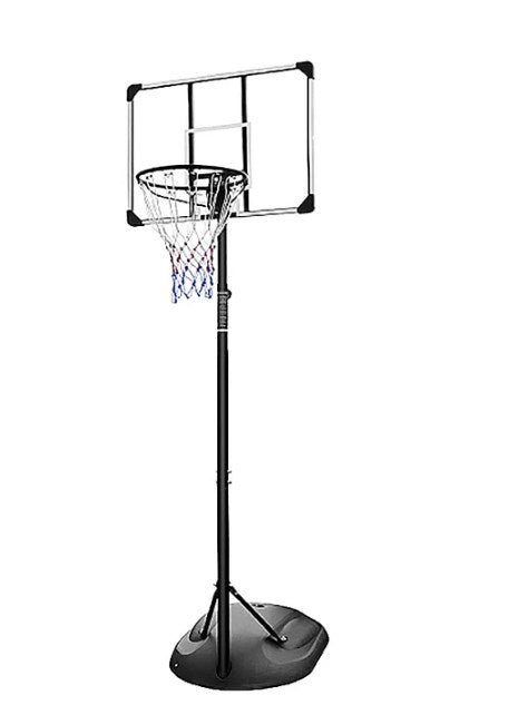 Shinpt 7.5ft-9.2ft Portable Basketball Hoop, Outdoor Portable Basketball Goal System with Stable Removable Fillable Base and Wheels, Black