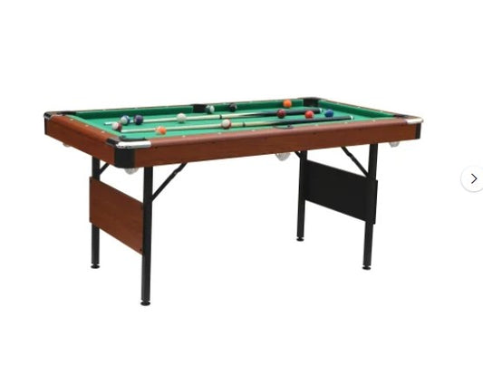 Shinpt Folding Portable Pool Table with Full Set of Balls, 2 Cue Sticks, Chalk and Felt Brush, 5.5ft Billiards Table with Leg Leveler, Tabletop Billiard Table with Green Velvet cloth, Green