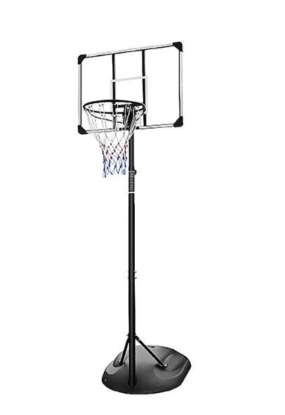 Shinpt Outdoor Portable Basketball Goal System with Steel Frame Backboard and Removable Fillable Base, 7.5ft-9.2ft Portable Basketball Hoop for Indoor and Outdoor, Black