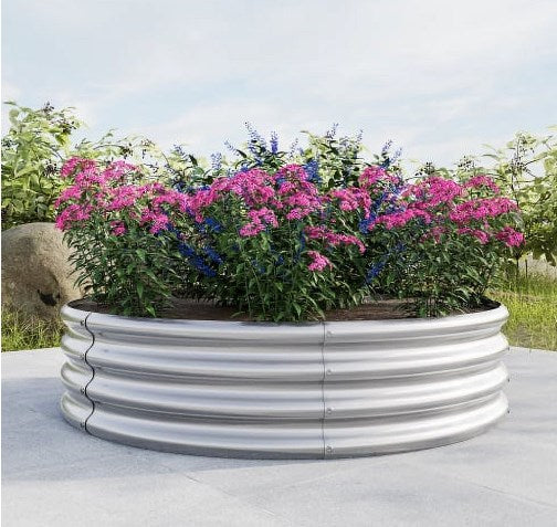 47" Tall Round Raised Garden Bed, Raised Planter Box for Outdoor Gardening, Outdoor Metal Raised Planter Beds for Vegetables, Flowers, Herbs, Fruits, Anti-Rust & Easy-Setup, Silver