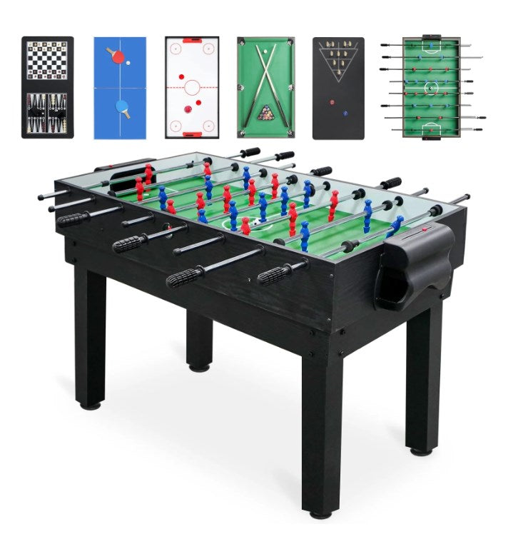 48" Foosball table with Non-Slip Footing for Adults, 10-In-1 Game table for Home and Game Room, Foosball Game Set with Table Tennis, billiards, checkers, Bowling and Shuffleboard