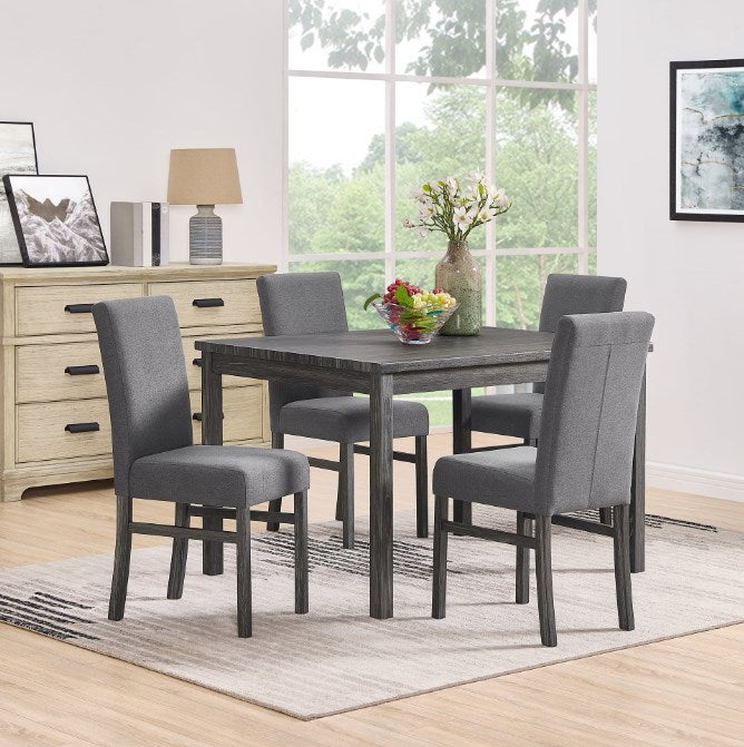 Shinpt Modern Kitchen Dining Table Set with 4 Backrest Chairs and 4 Soft Cushions, Wooden 5-Piece Dining Table Set, Waterproof Furniture Set for Dining Room, Gray