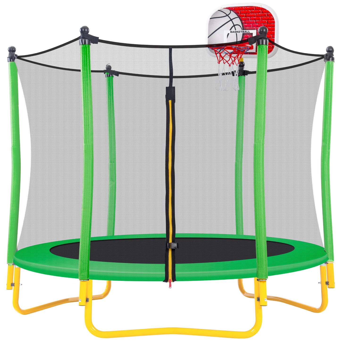 5.5ft Toddler Trampoline with Basketball Hoop, Shinpt Mini Trampoline for Kids, 65" Outdoor Trampoline with Enclosure Net, Round Trampoline for Patio, Backyard, Indoor
