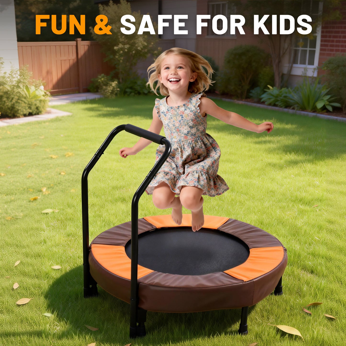36 inch Mini Trampoline for Toddlers, SHINPT Foldable Trampoline for Kids for Birthday Gift, 36" Toddler Trampoline Indoor/Outdoor with Handle, Small Trampoline for Backyard, Patio, Lawn, Garden