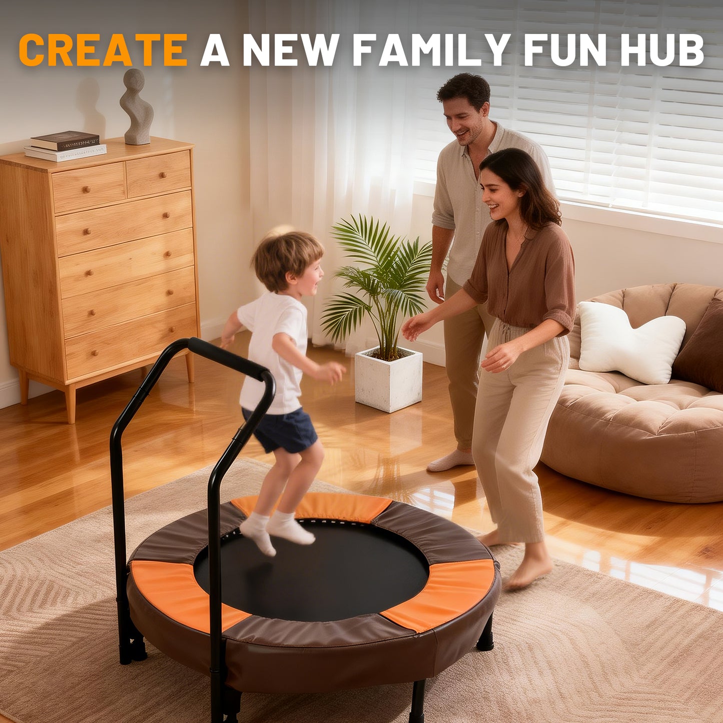 36 inch Mini Trampoline for Toddlers, SHINPT Foldable Trampoline for Kids for Birthday Gift, 36" Toddler Trampoline Indoor/Outdoor with Handle, Small Trampoline for Backyard, Patio, Lawn, Garden