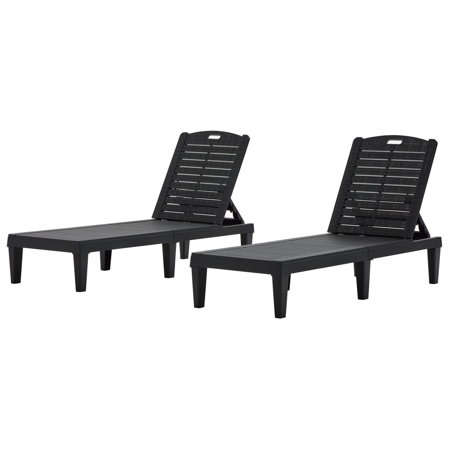 Lounge Chairs Set of 2, SHINPT Chaise Lounge Outdoor, Outdoor Recliners with 5 Adjustable Position, Black Lawn Chairs Set of 2, Lounge Furniture Set for Beach, Yard, Garden, Beach, Patio, Poolside