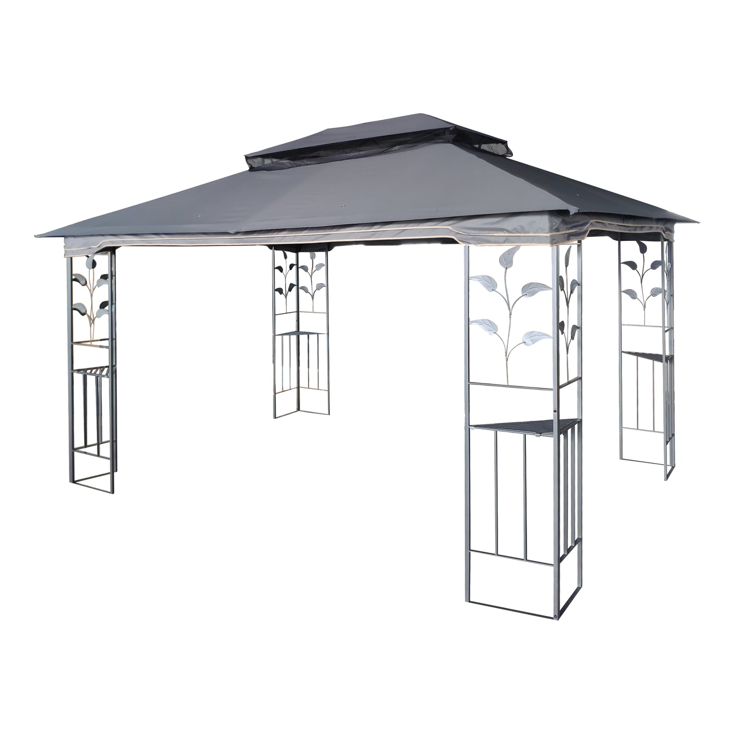 SHINPT 13'x10' Outdoor Patio Gazebo Canopy Tent with Ventilated Double Roof and Mosquito Net, Party Tent with Detachable Mesh Screen on All Sides, Suitable for Lawn, Garden, Backyard and Deck,Gray