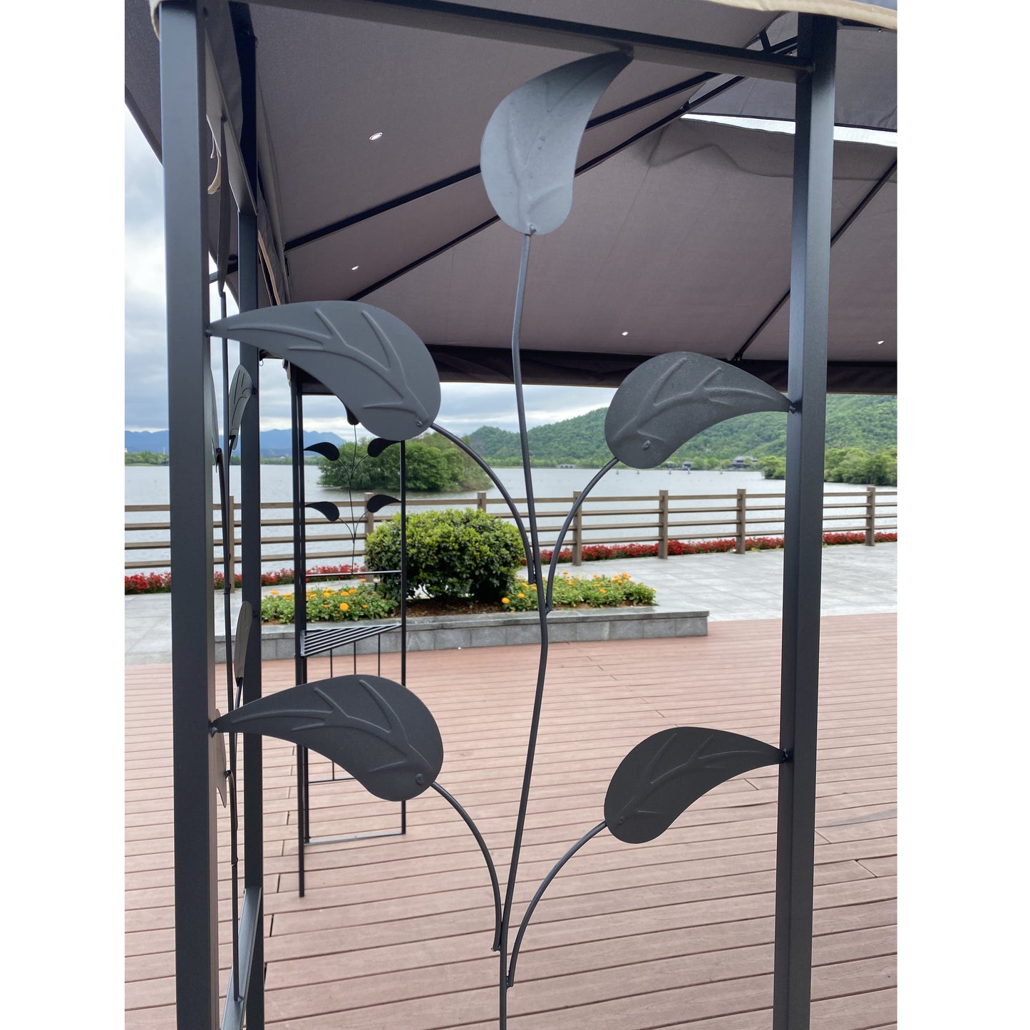 SHINPT 13'x10' Outdoor Patio Gazebo Canopy Tent with Ventilated Double Roof and Mosquito Net, Party Tent with Detachable Mesh Screen on All Sides, Suitable for Lawn, Garden, Backyard and Deck,Gray