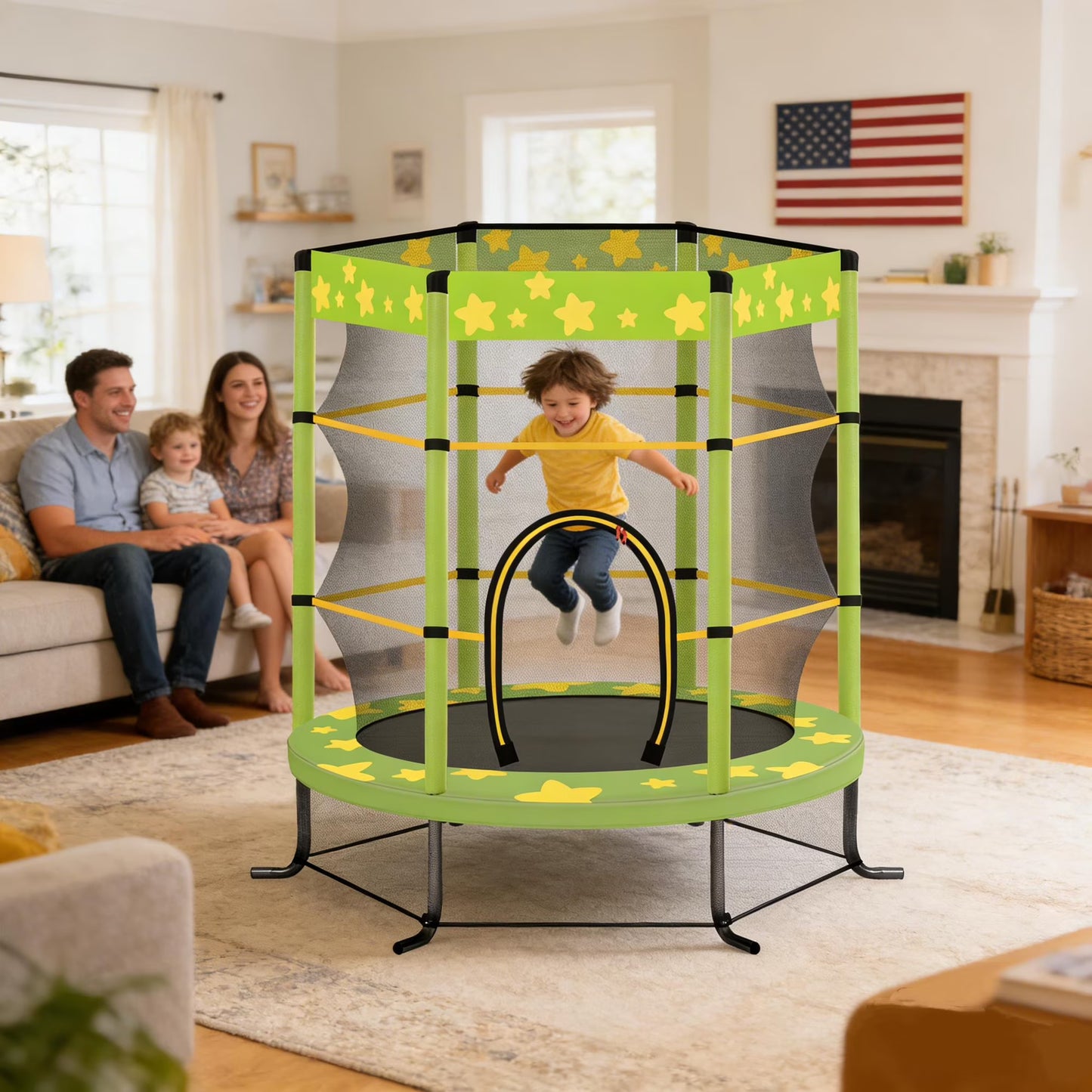 Trampoline for Kids with Enclosure, SHINPT Toddler Trampoline for Kids, Upgrade Full Anti-Rust Tampoline for Backyard, 55" Kids Indoor Trampoline with Safety Net, Small Trampolines for Boys & Girls