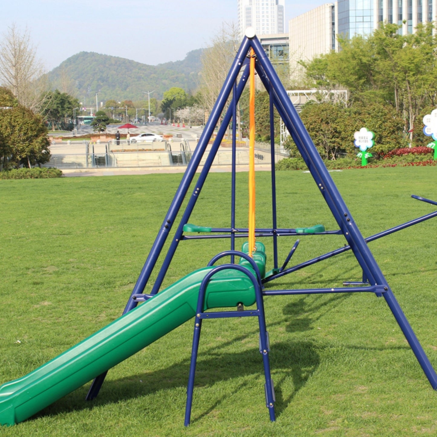 5 in 1 Toddler Swing Sets, SHINPT Swing Sets for Yard, Playground Set for Kids, Slides for Kids Outdoor, Kids Outdoor Playsets with 4 Swings, Metal Swing Sets for Backyard, Lawn