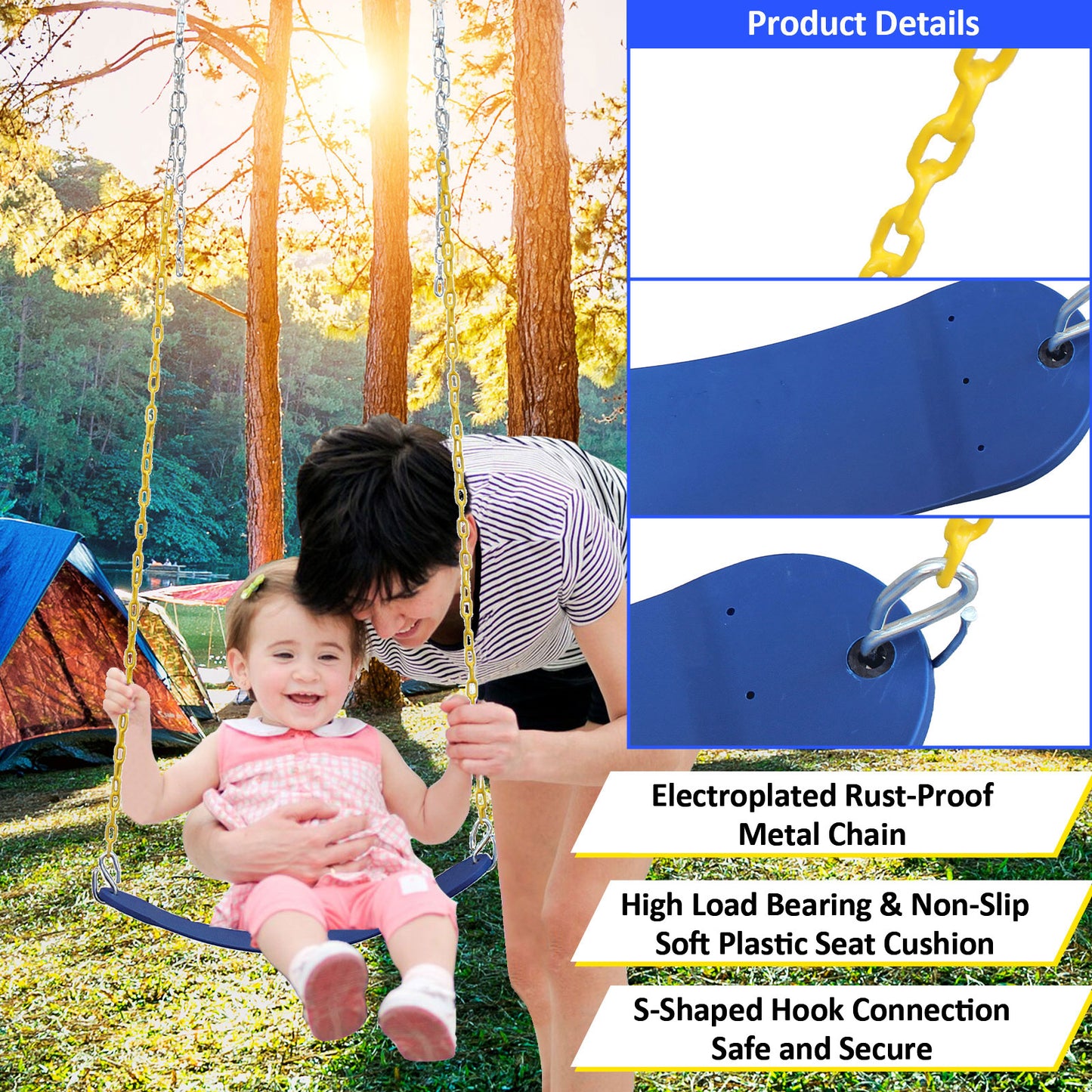 2 in 1 Swing Set for Kids, SHINPT Toddler Swing Set for Backyard, Outdoor Swing Set for Lawn, Playground Outdoor for Backyard, Kids Outdoor Playset, Metal Swing Set for Birthday Gift