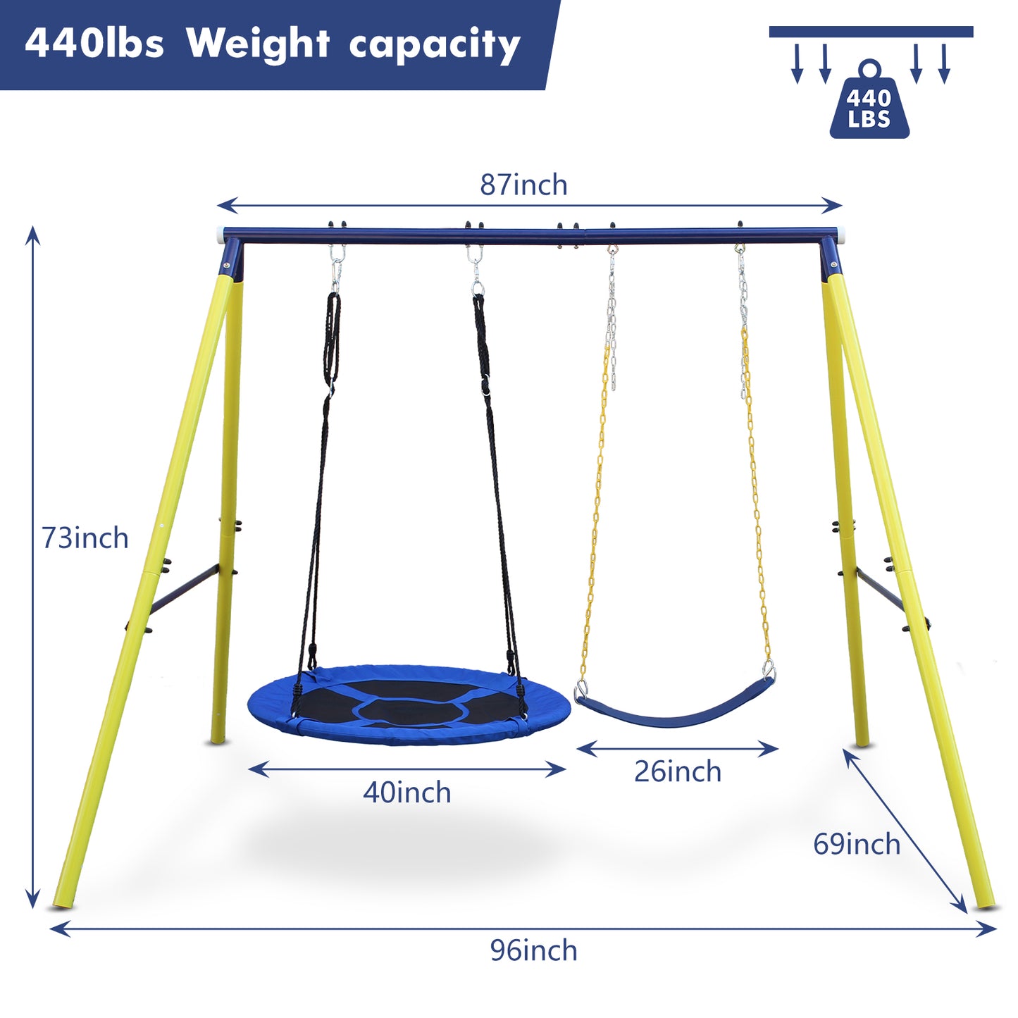 2 in 1 Swing Set for Kids, SHINPT Toddler Swing Set for Backyard, Outdoor Swing Set for Lawn, Playground Outdoor for Backyard, Kids Outdoor Playset, Metal Swing Set for Birthday Gift