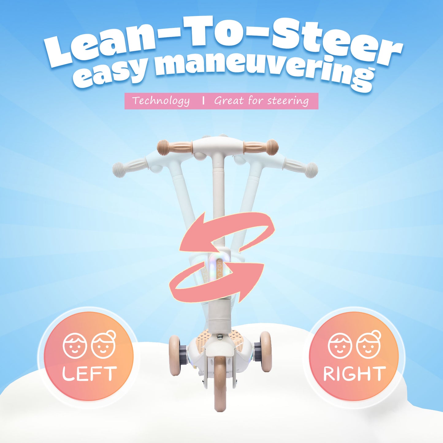 Kids Scooters Age 3-8, SHINPT Toys For 3-8 year old Boys and Girls, Kids Electric Scooter with Tail Color Lights and W/Spray, Toddler Scooter with Wider Pedal, Independent Light Switch With Music