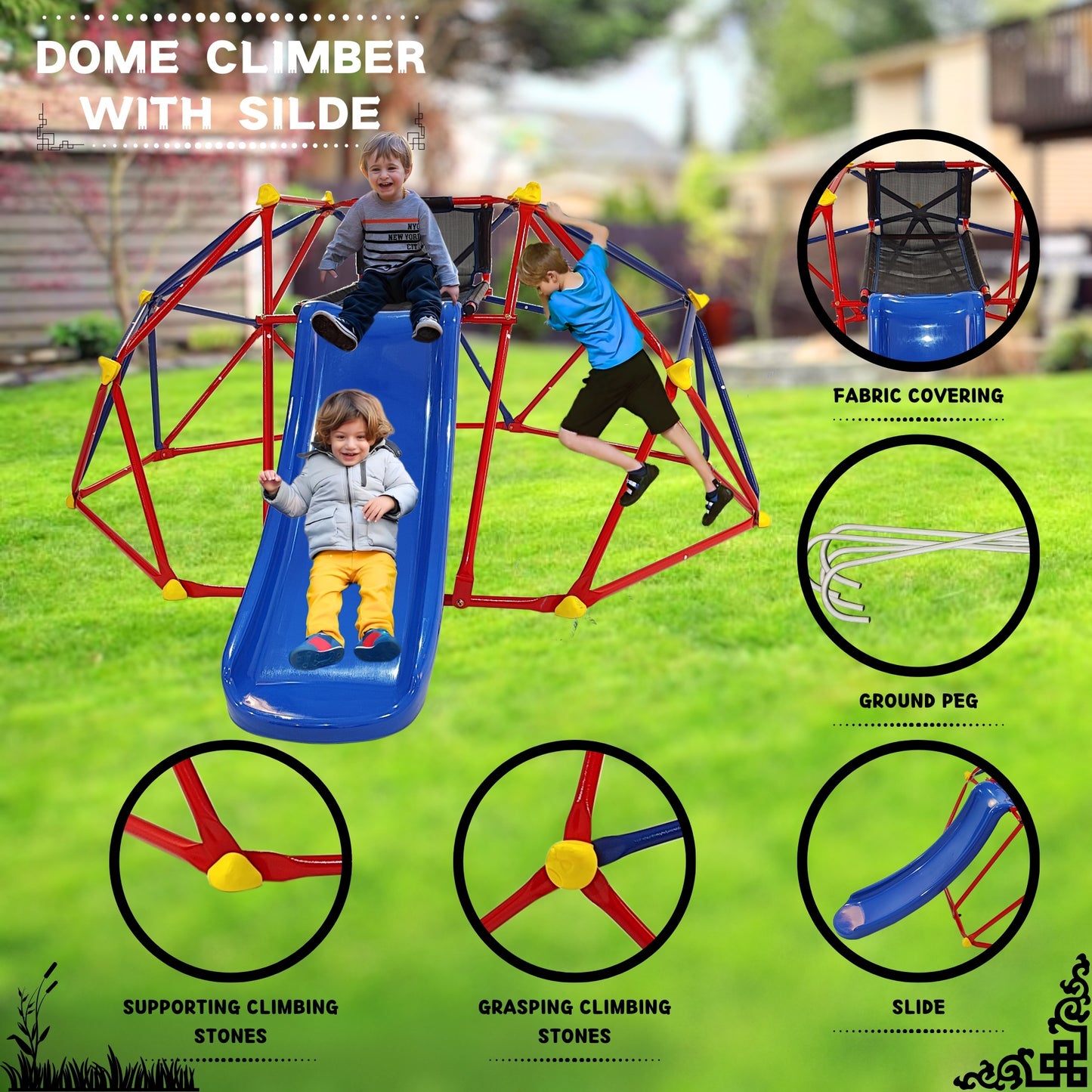 Lifetime Dome Climber, SHINPT Outdoor Climbing Structures, Outdoor Dome Climber for 3-8 Kids, Climbing Dome for Yard, Lawn, Backyard, Jungle Gym for Kids for Special Birthday Gift