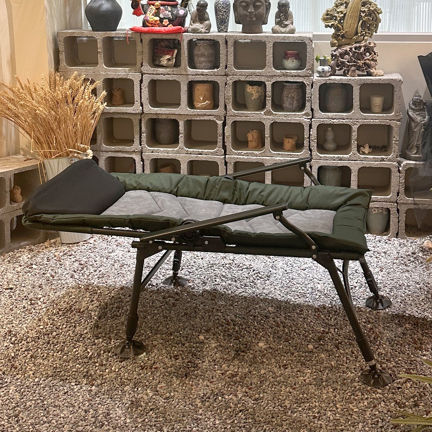 Outdoor Folding Chair, SHINPT Patio Lounge Chair, Reclining Camping Chair with Adjustable Backrest, Outdoor Chair for Camping, Hiking, Fishing, Camping Chair with Adujustable Height for Lawn, Beach