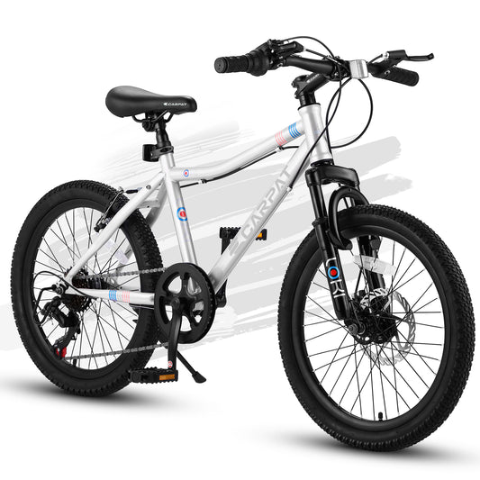 20" Bikes for Kids 6-12, SHINPT kids Mountain Bike, 7 Speed Bikes for 6-12 Year Old Boys and Girls, Big Tire Bike for Birthday Gift, Boys and Girls Mountain Bike with High Steel Frame