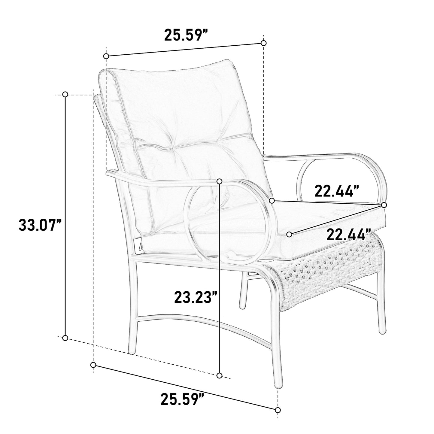 Outdoor Balcony Furniture Set, SHINPT Patio Table and Chairs Set, 3 Pieces Porch Furniture Set, Modern Rattan Chair Conversation Set with Coffee Table, Outdoor Furniture for Backyard, Lawn, Garden