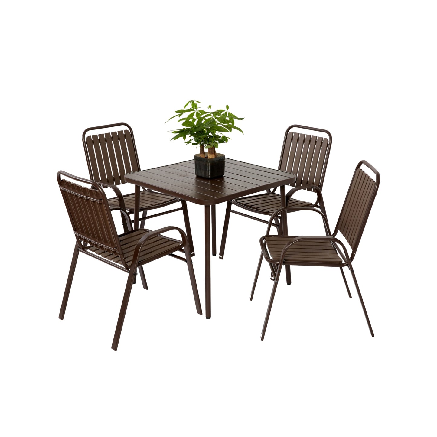 Patio Table and Chairs Set, SHINPT Outdoor Dining Table and Chairs, Patio Furniture Set for 4, 5 Piece Plastic Chair and Steel Table Furniture Set, Outdoor Dining Set for Backyard, Garden, Lawn