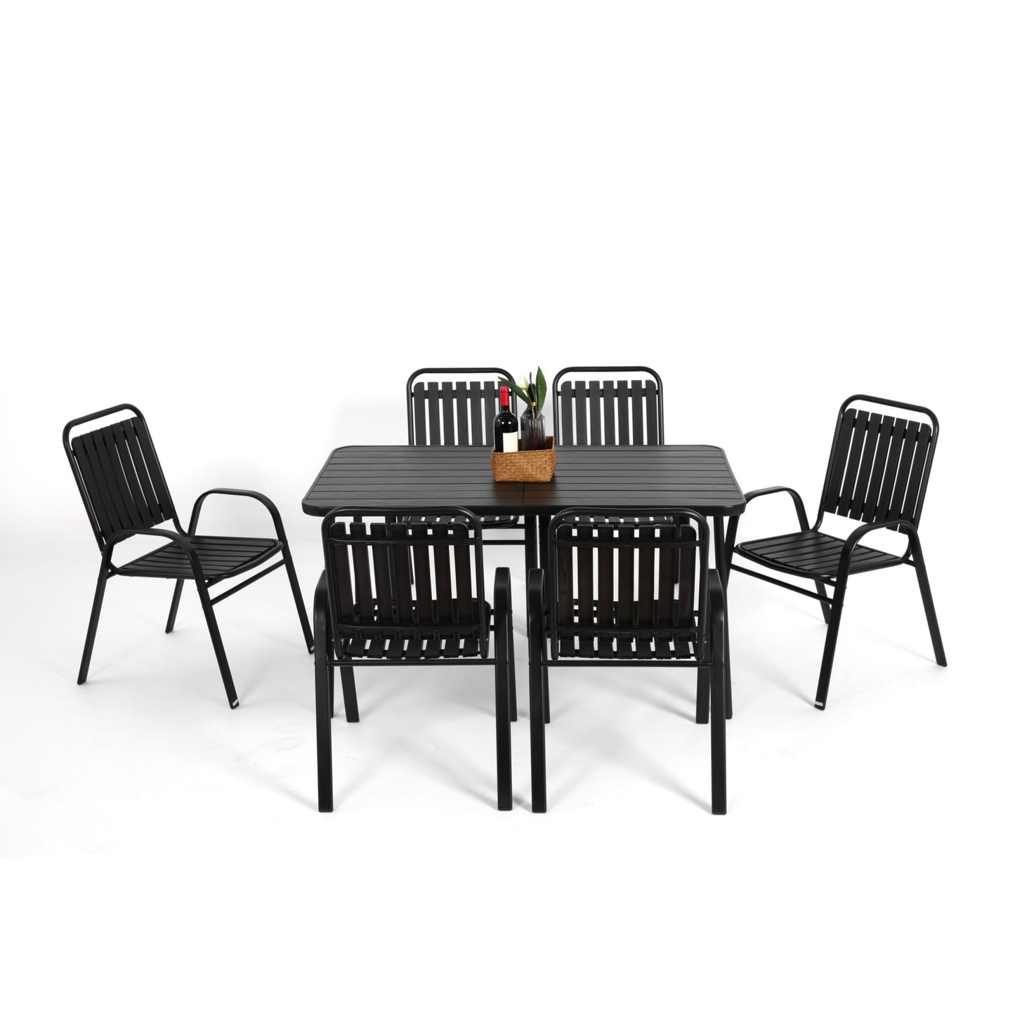 Patio Table and Chairs Set, SHINPT Outdoor Dining Table and Chairs, Patio Furniture Set for 4, 5 Piece Plastic Chair and Steel Table Furniture Set, Outdoor Dining Set for Backyard, Garden, Lawn