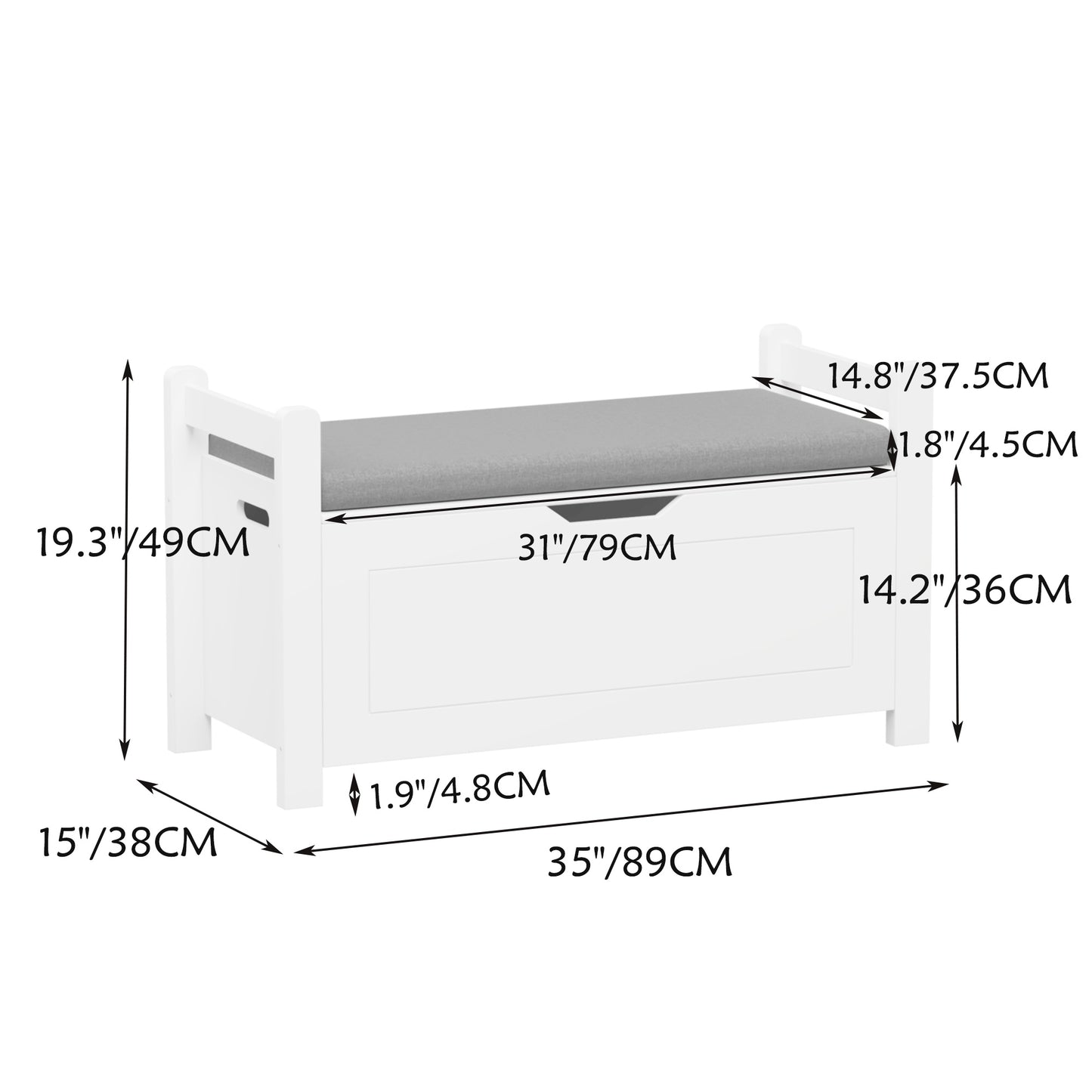 Kids Toy Chest for Boys and Girls, SHINPT Kids Toy Storage, Wooden Toy Box Storage with Lid, White Toy Box with Safety Hinges, Toy Chest Bench for Bedroom, Stylish Storage Organizer for Toys