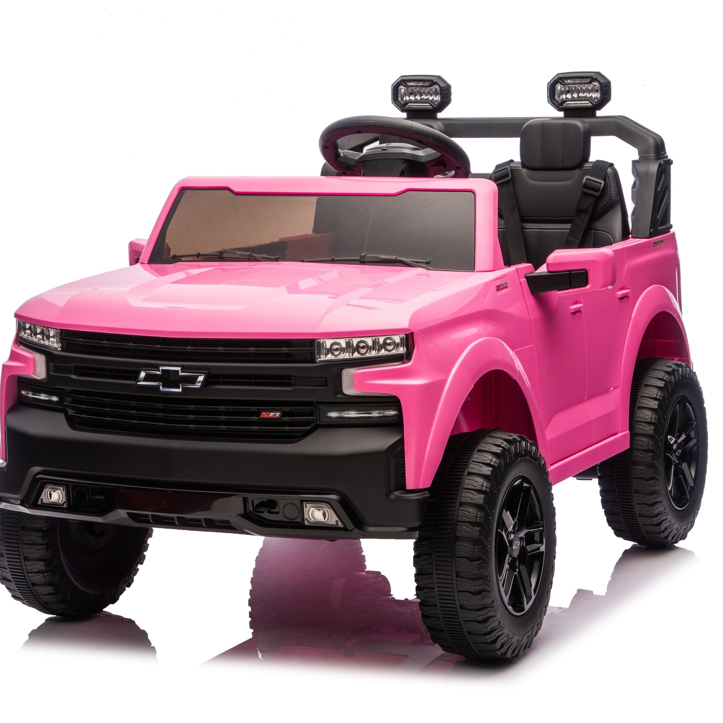 24V Ride on Car, Chevrolet Silverado Licensed, SHINPT 2 Seater Electric Truck for Kids, Remote Control, 3-Speed, Safety Belt, Bluetooth Music, LED Headlights, Battery Power, Ages 3+, 46.30lbs, Pink