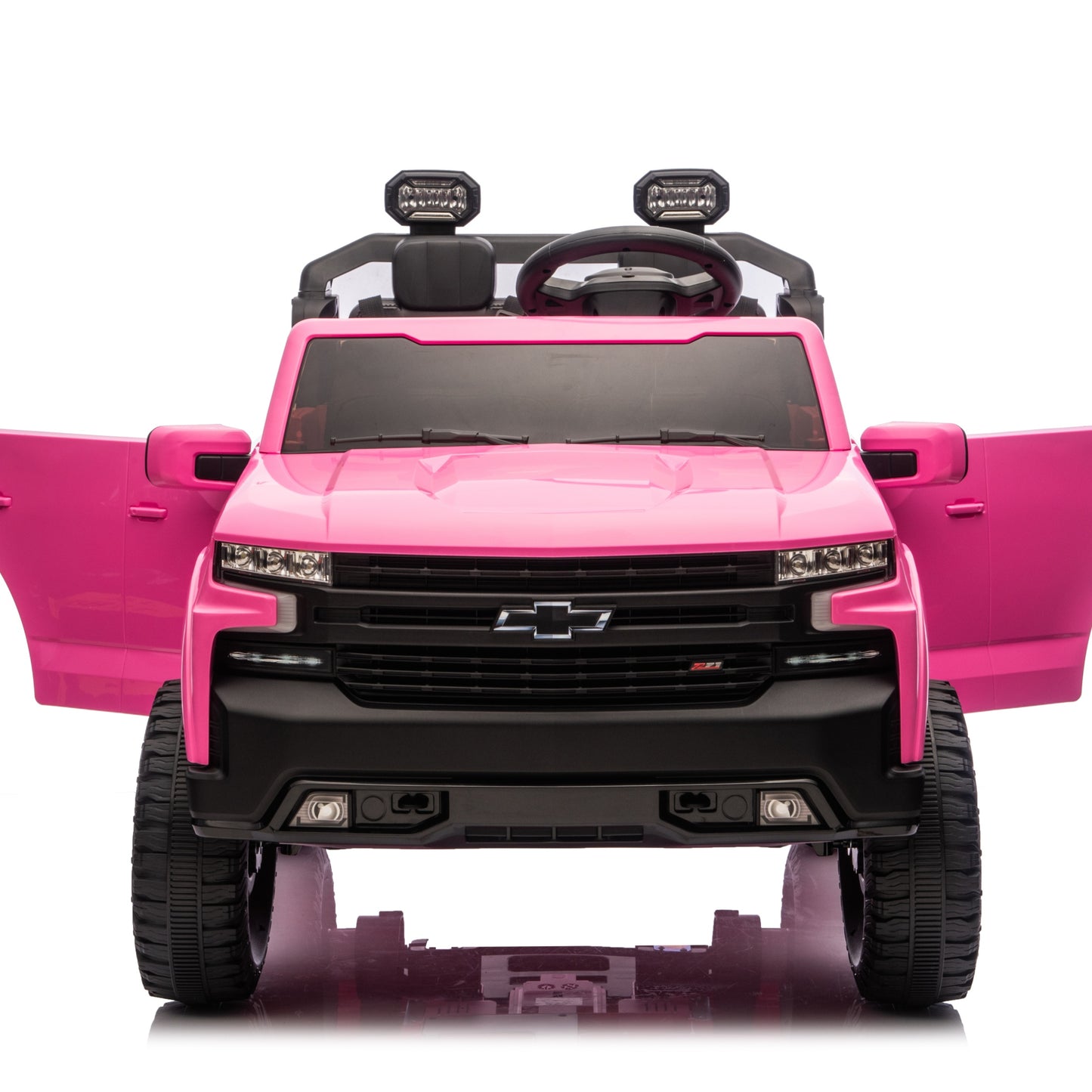 24V Ride on Car, Chevrolet Silverado Licensed, SHINPT 2 Seater Electric Truck for Kids, Remote Control, 3-Speed, Safety Belt, Bluetooth Music, LED Headlights, Battery Power, Ages 3+, 46.30lbs, Pink