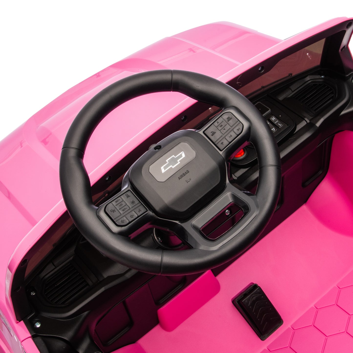 24V Ride on Car, Chevrolet Silverado Licensed, SHINPT 2 Seater Electric Truck for Kids, Remote Control, 3-Speed, Safety Belt, Bluetooth Music, LED Headlights, Battery Power, Ages 3+, 46.30lbs, Pink